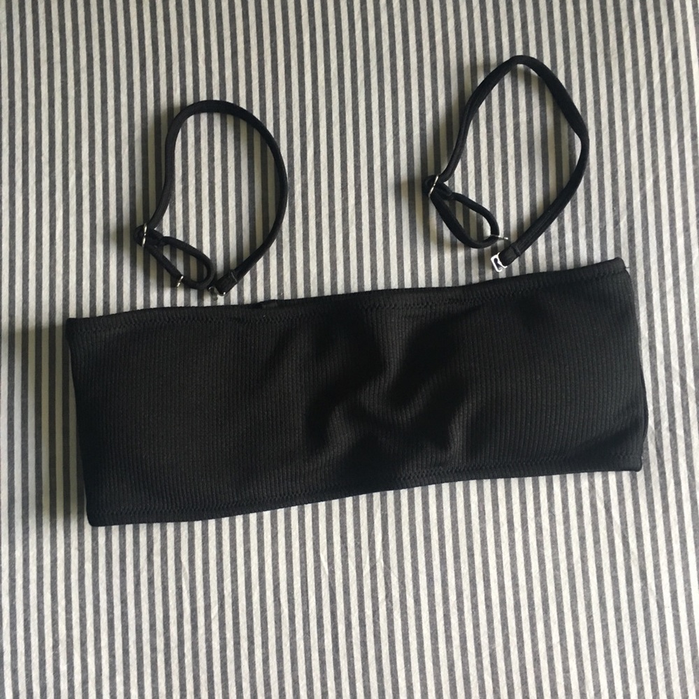 Black Ribbed Bandeau Bikini - Picture 4 of 6